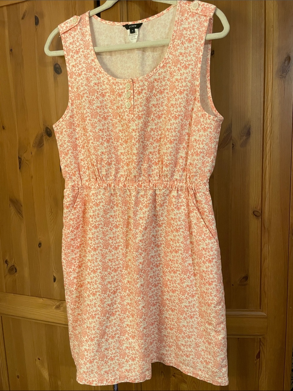 J. Crew Coral Pink Floral Sleeveless Dress
